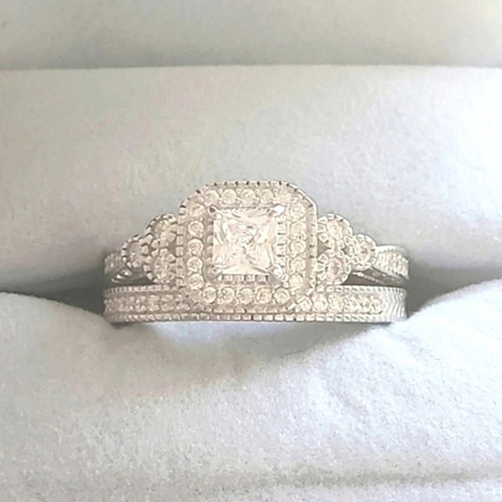 925 Diamond Wedding Ring Set